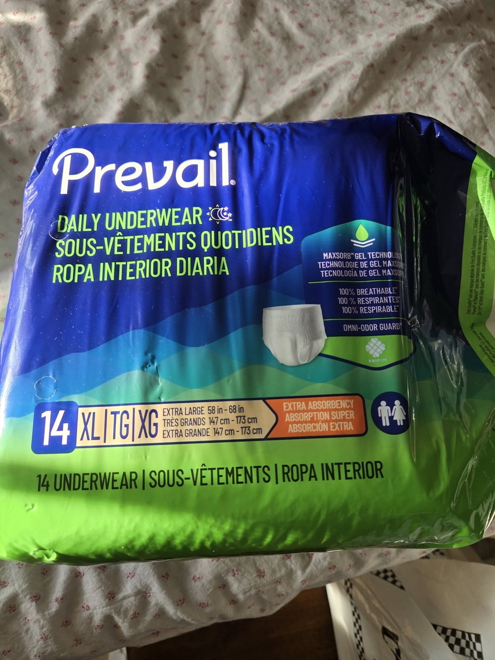 2 Packages Prevail Daily Underwear XL 14 Count